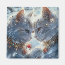 White Cats Digital Art Magnet