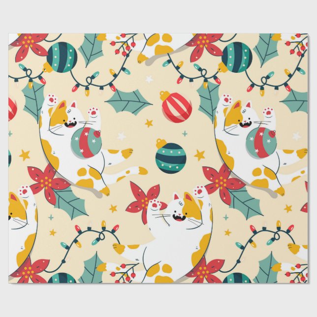 White Cats Wrapping Paper Presentpapper (Platt)