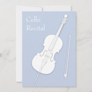 White Cello & Bow Music Skäl - Blek Blue Inbjudningar