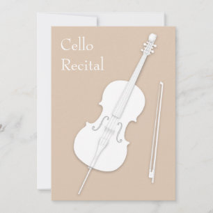White Cello & Bow Music Skäl Cont Beige Inbjudningar