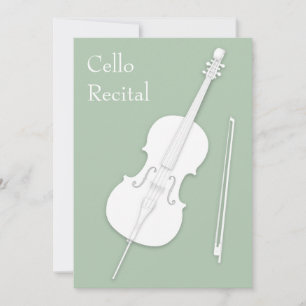 White Cello & Bow Music Skäl Cont Pea Grönt Inbjudningar