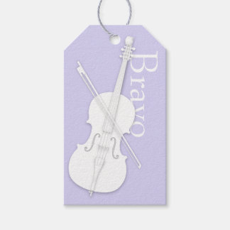 White Cello Lavender Musical Tillfälle Gift Märkre Presentetikett