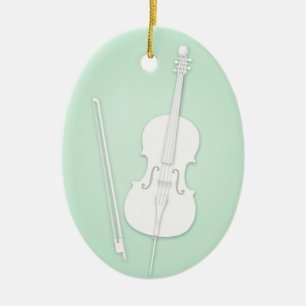 White Cello med Bow Anpassningsbar Mint Music Julgransprydnad Keramik
