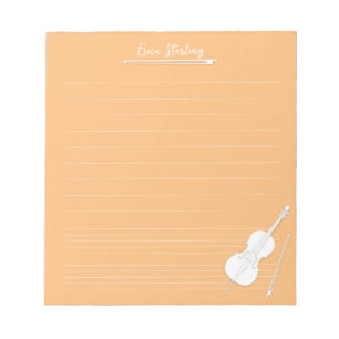 White Cello Personlig Music Lesson Orange Anteckningsblock