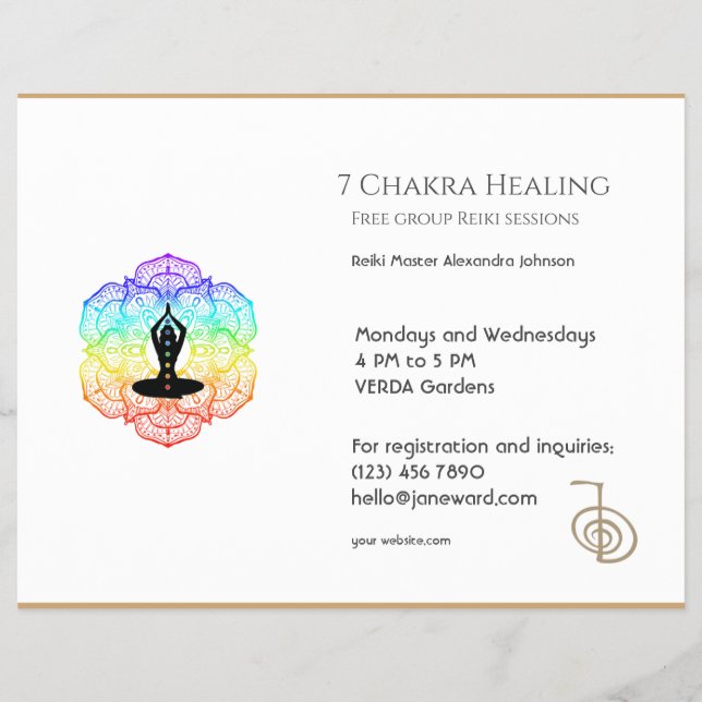 White Chakra Energy Healer Photo Reiki Vågrät Reklamblad (Framsidan)
