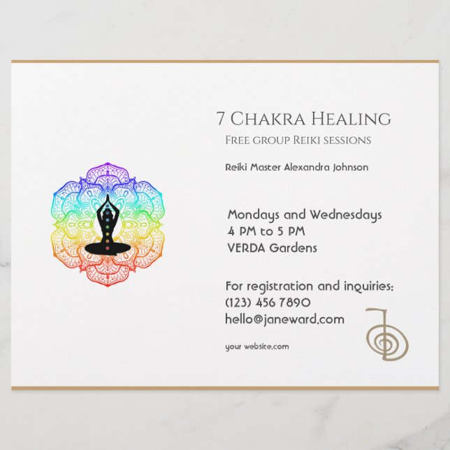 White Chakra Energy Healer Photo Reiki Vågrät Reklamblad (Framsidan)