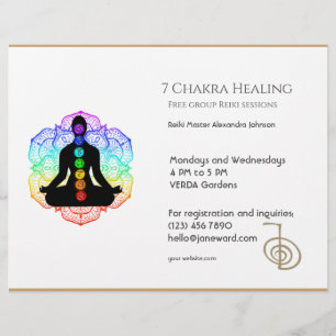 White Chakra Energy Healer Reiki Vågrät Reklamblad