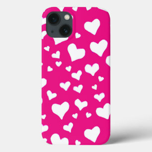 White Chalk Hearts on Fuchsia Rosa