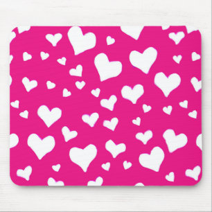 White Chalk Hearts on Fuchsia Rosa Musmatta