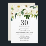 White Champagne Flowers 30års födelsedag Party Inbjudningar<br><div class="desc">Vita Champagne Flowers 30års födelsedag-partiets inbjudan Se matchande samling i Niche and Nest Store</div>