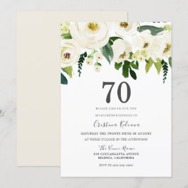 White Champagne Flowers 70:e Födelsedagsfesten Inbjudningar