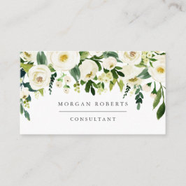 White Champagne Flowers Florist Beauty Professiona Visitkort