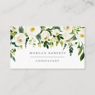 White Champagne Flowers Florist Beauty Professiona Visitkort