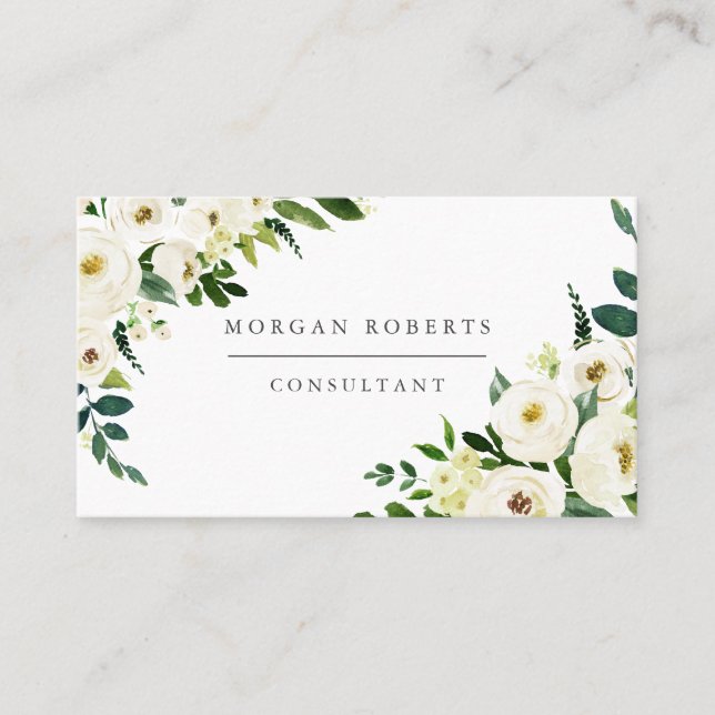 White Champagne Flowers Professionell eller Beauty Visitkort (Framsida)