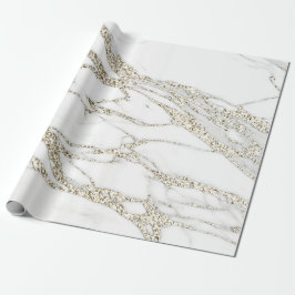 White Champagne Guld Glitter Marble Stone Lux Presentpapper