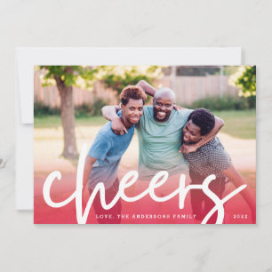 White CHEERS   Foto för röd övertoning i God jul Julkort