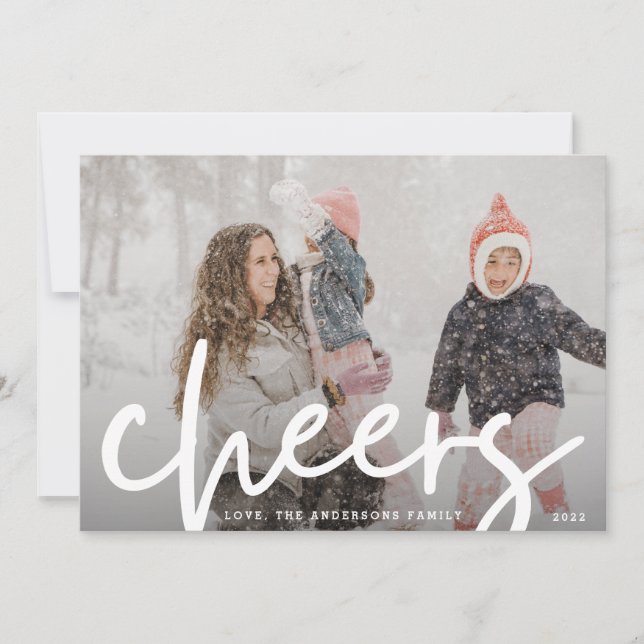 White CHEERS | Modern God jul-foto Julkort (Framsida)