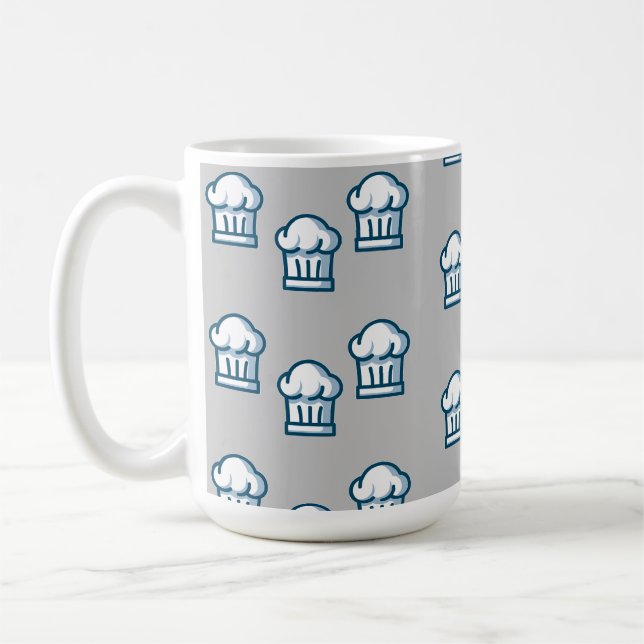 White chef hats on grey kaffemugg (Vänster)