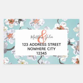 White Cherry Blommar Bröllop eller Förlovning Rektangulärt Klistermärke