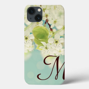 White Cherry Blommar Flower Monogram IPAD Case