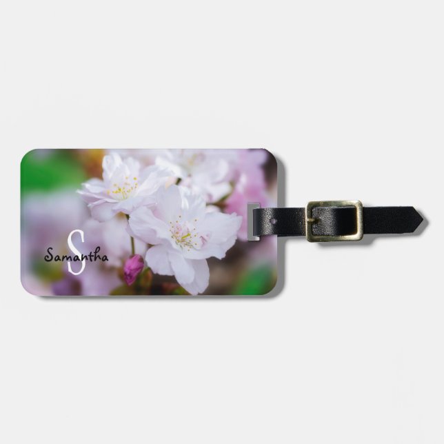 White Cherry Blommar Luggage tag Bagagebricka (Horisontell Framsida)