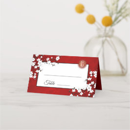 White Cherry Blommar Red | Kinesiska Bröllop Placeringskort
