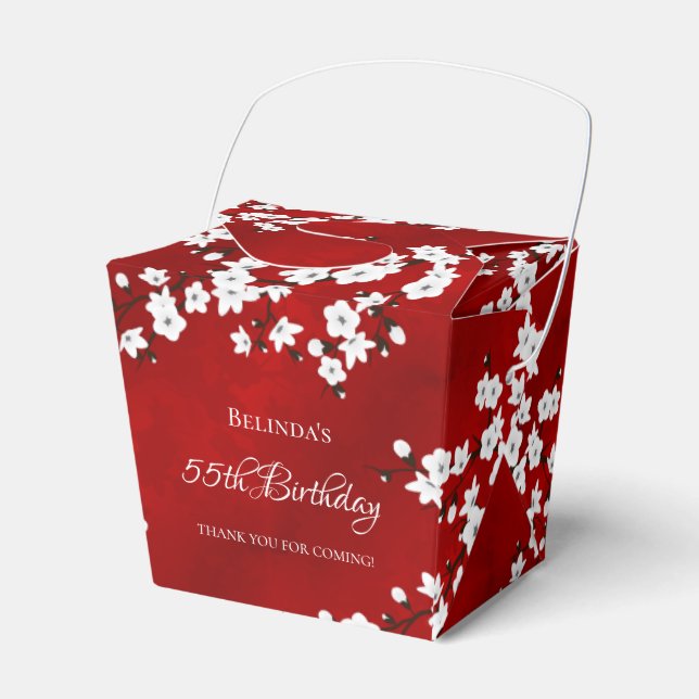 White Cherry Blommar Red Tack Birthday Presentaskar (Framsidan Sidan)