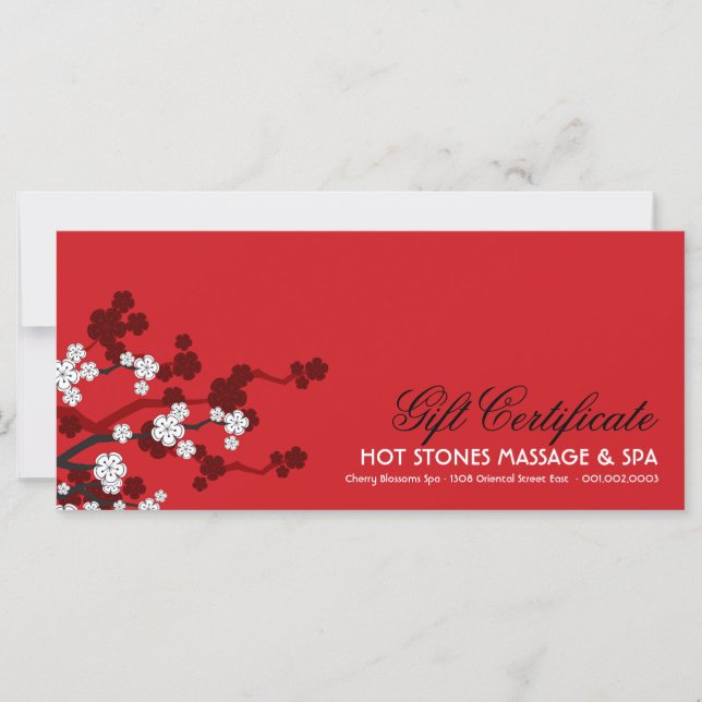 White Cherry Blommars Flowers Zen Gift Certificate (Framsida)