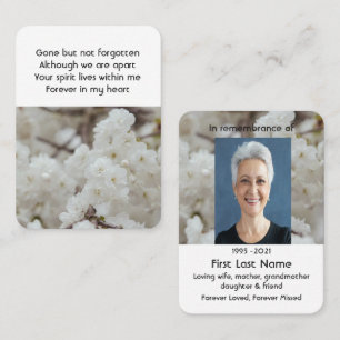 White Cherry Blommars Memorial Pocket Keepsaké Visitkort