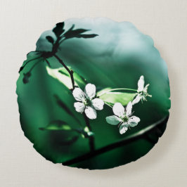 White Cherry Blommars Rund Kudde