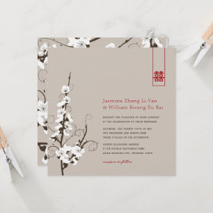 White Cherry Blommars Sakura Swirls Asian Bröllop Inbjudningar