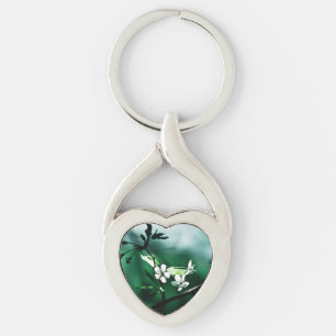 White Cherry Blommars Twisted Heart Silverfärgad Nyckelring