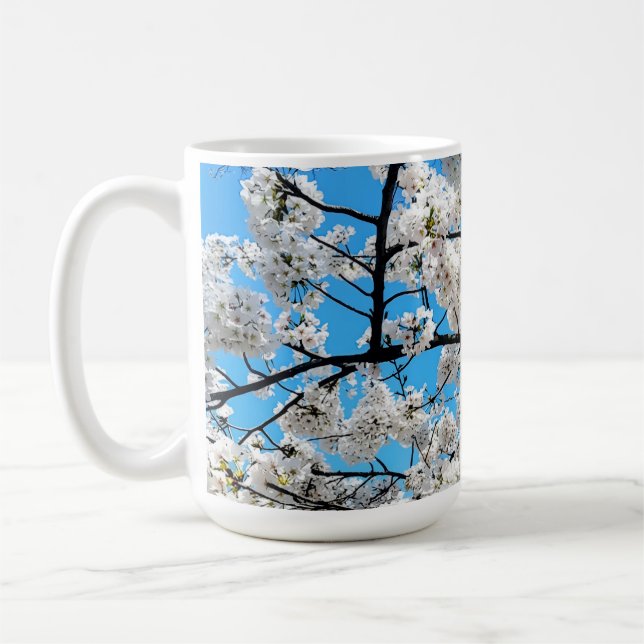 White Cherry Blossom Flower Mug Kaffemugg (Vänster)