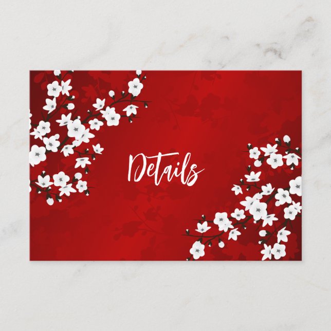 White Cherry Blossom Wedding Details Tilläggskort (Framsida)