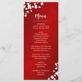 White Cherry Blossom Wedding Menu Card Meny