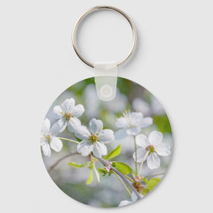 White Cherry Flower Nyckelring