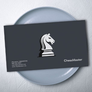 White Chess Knight Visitkort