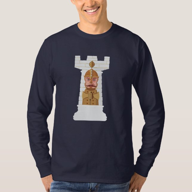 White Chess Rook T-Shirt (Framsida)