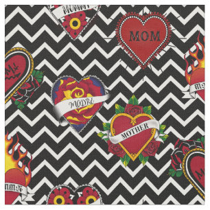 White Chevron Mamma Tattoo Tyg