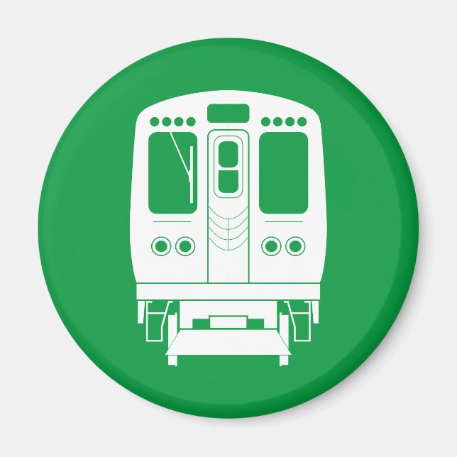 White Chicago "L"-profil på Gröntens bakgrund Magnet (Framsidan)