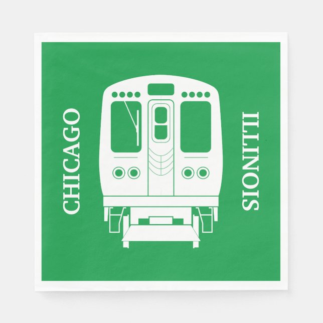 White Chicago "L"-profil på Gröntens bakgrund Pappersservett (Framsidan)