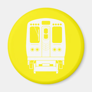 White Chicago "L"-profil på Gultens bakgrund Magnet