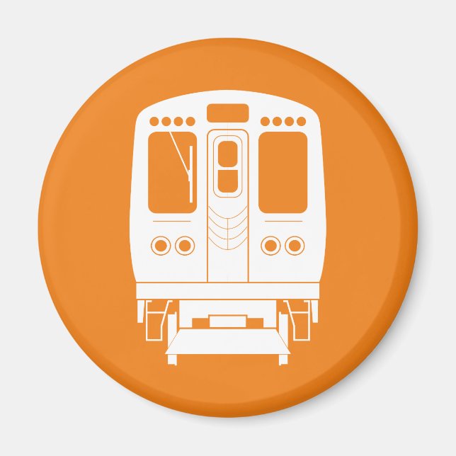 White Chicago "L"-profil på Orangens bakgrund Magnet (Framsidan)