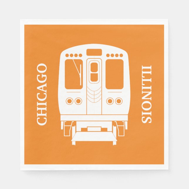 White Chicago "L"-profil på Orangens bakgrund Pappersservett (Framsidan)
