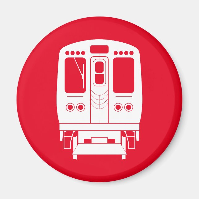 White Chicago "L"-profil på Red Background Magnet (Framsidan)