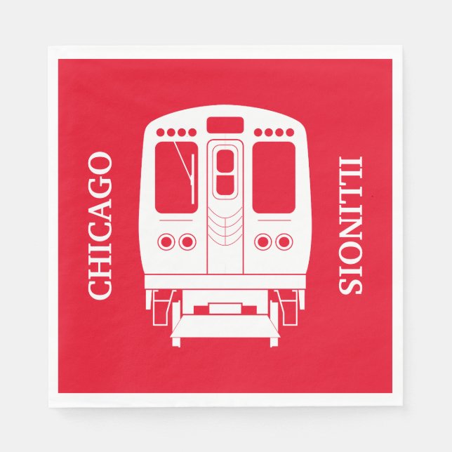 White Chicago "L"-profil på Red Background Pappersservett (Framsidan)