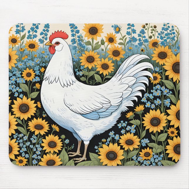 White Chicken and Sunflowers Musmatta (Framsidan)