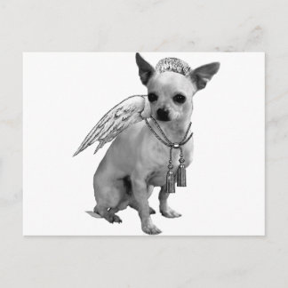 White Chihuahua Angel Vinge Vykort