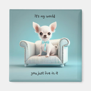 White Chihuahua, det är min värld Magnet