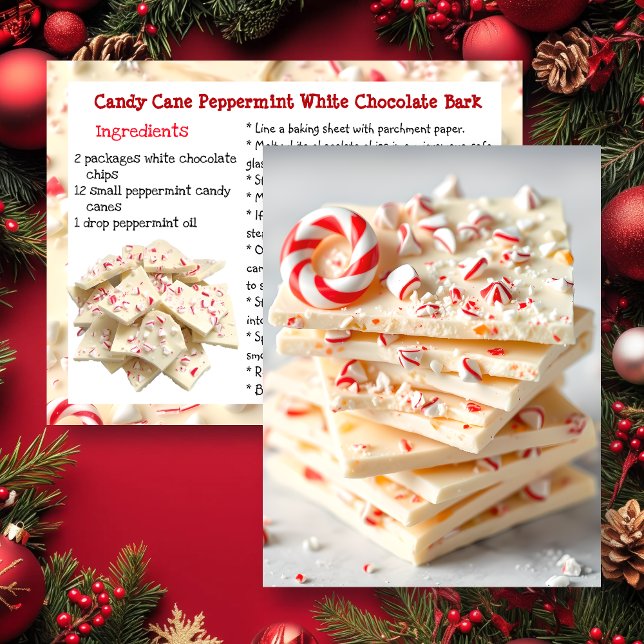 White Chocolate Candy Cane Peppermint Bark Recipe Vykort (Skapare uppladdad)